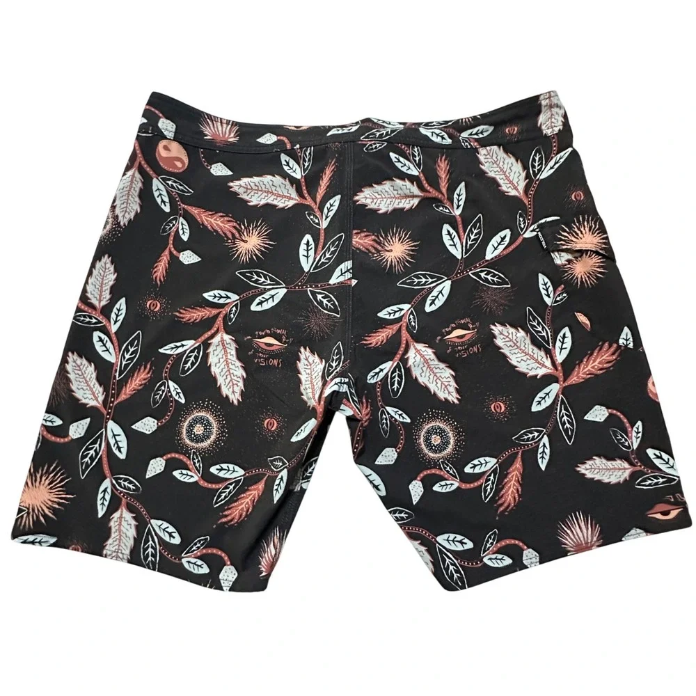 Volcom Board Shorts Mens 40 Black Celestial AOP Surf Trunks Psychedelic Tropical